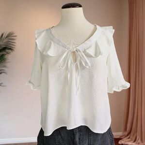 Elegant White Ruffle Blouse